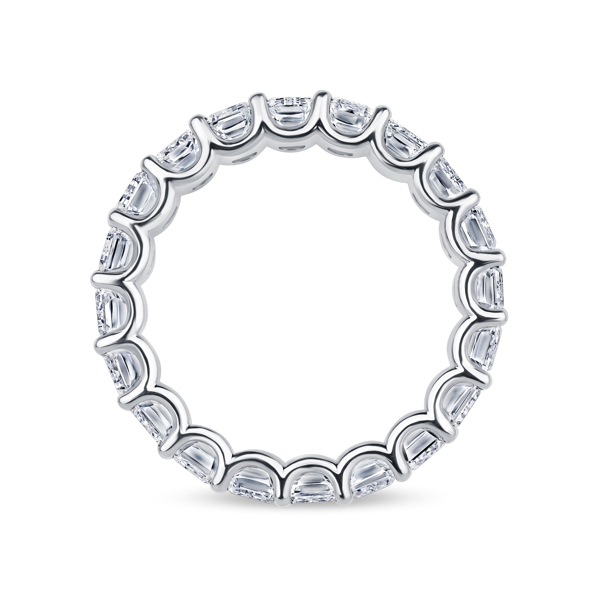 6.21 carat emerald cut lab grown diamond eternity band in 14K white gold