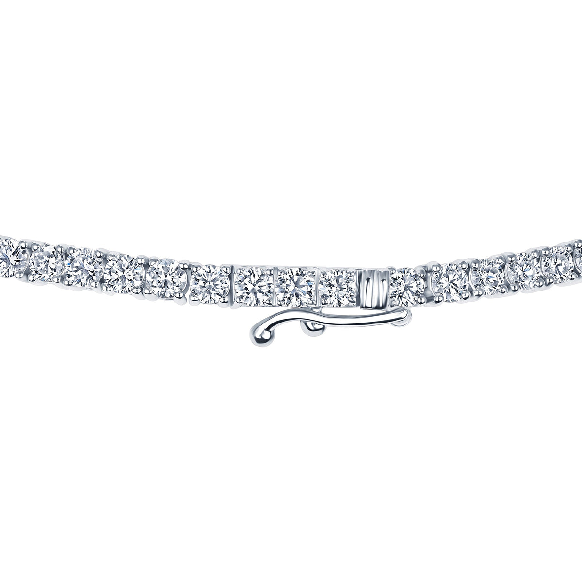 10.85 carat round lab grown diamond straight tennis necklace in 14K white gold