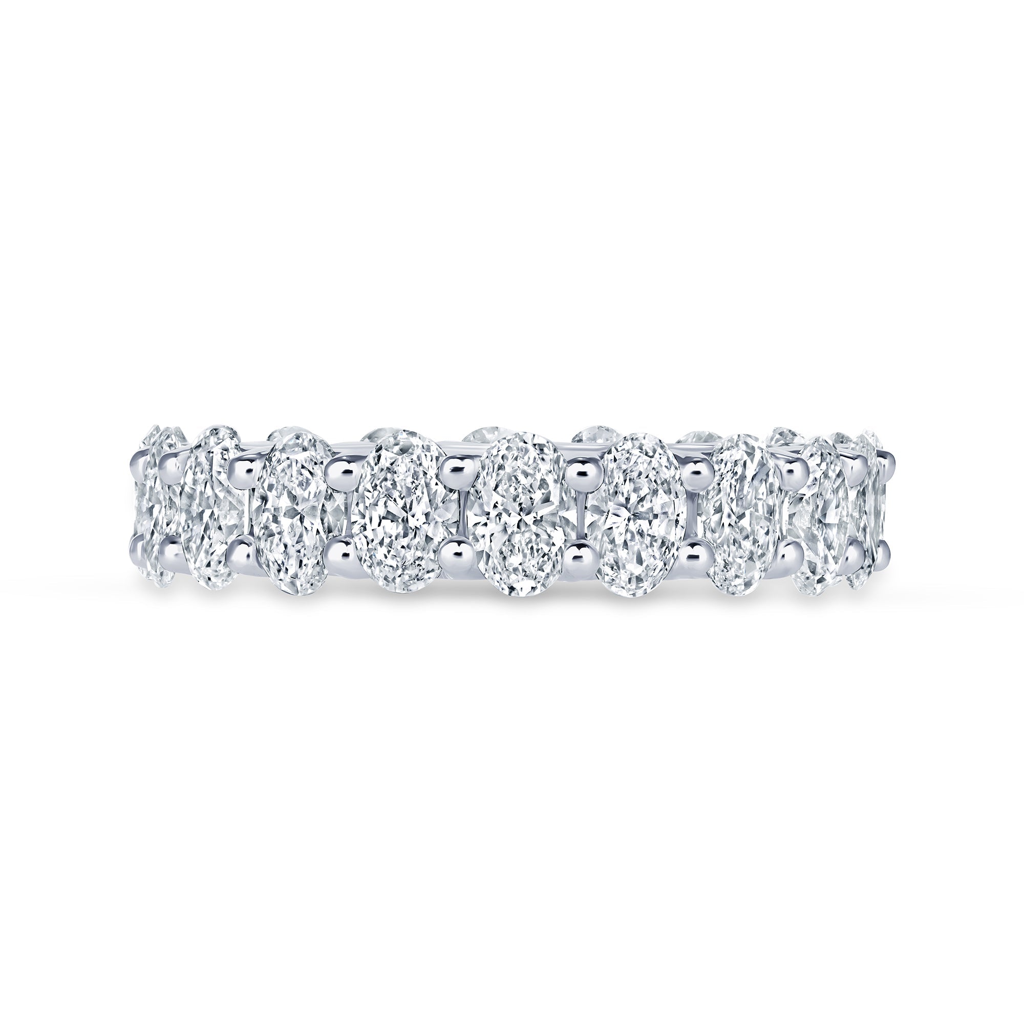 3.62 carat oval lab grown diamond eternity band in 14K white gold