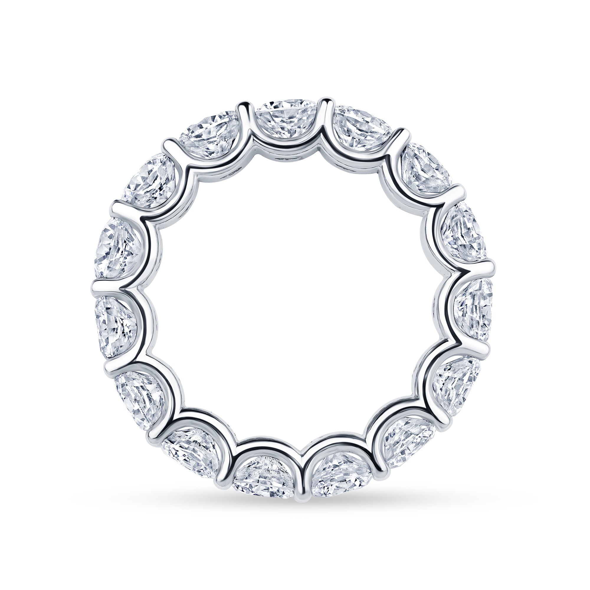 5.22 carat round lab grown diamond eternity band in 14K white gold