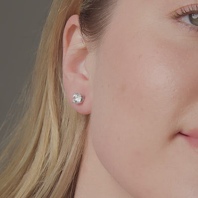 Rosette round diamond stud earrings, 2.12 carats total weight, E colour VS1 clarity