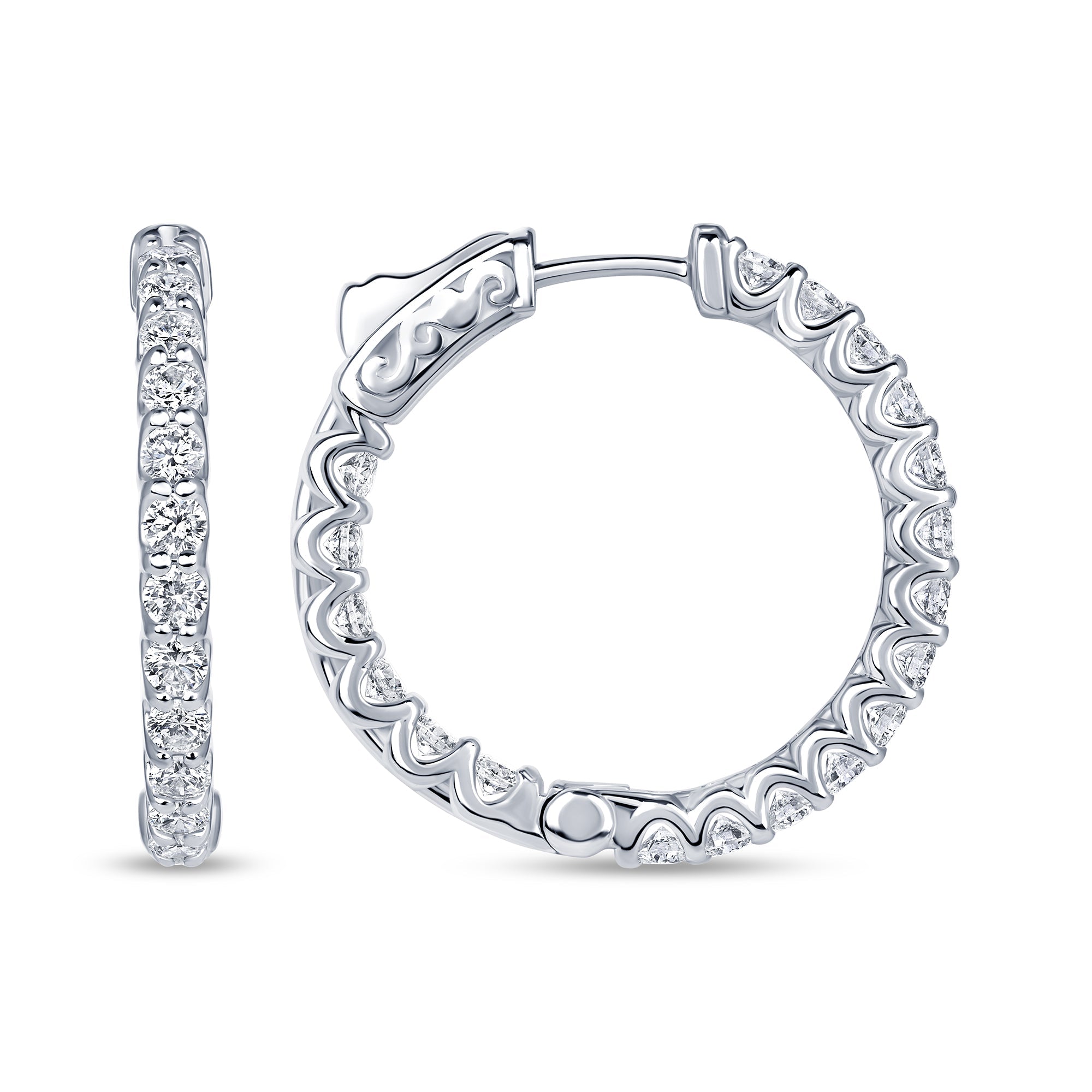 1.78 carat lab grown diamond hoop earrings in 14K white gold