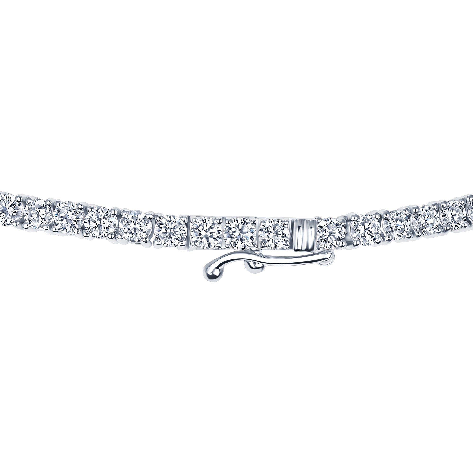10.85 carat round lab grown diamond straight tennis necklace in 14K white gold