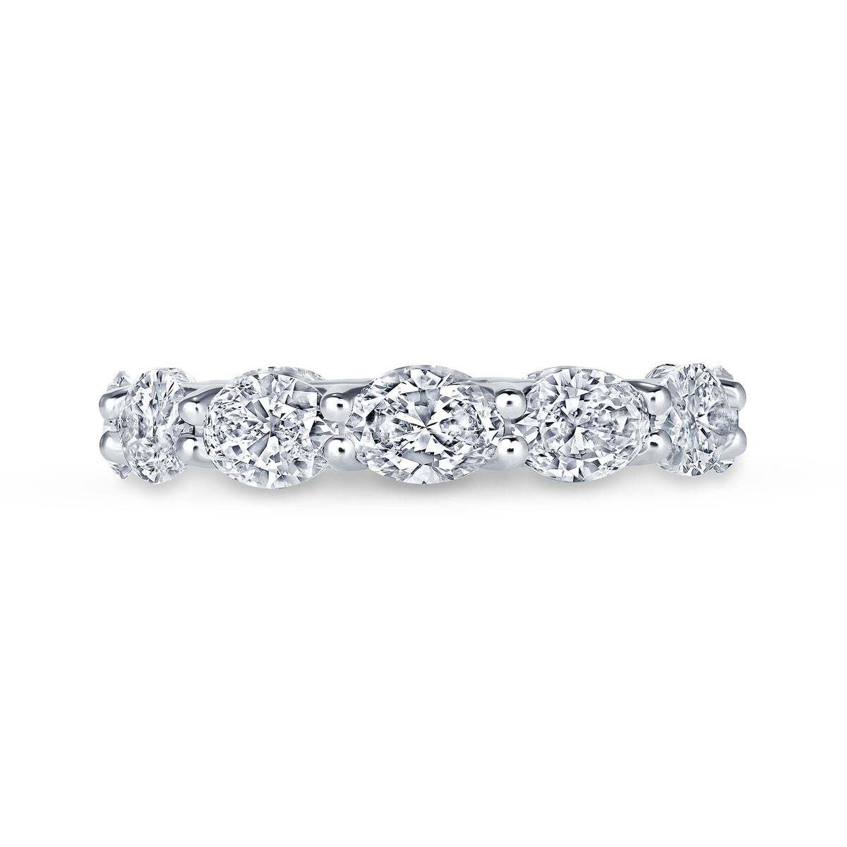 4.63 carat oval east-west lab grown diamond eternity band in 14K white gold