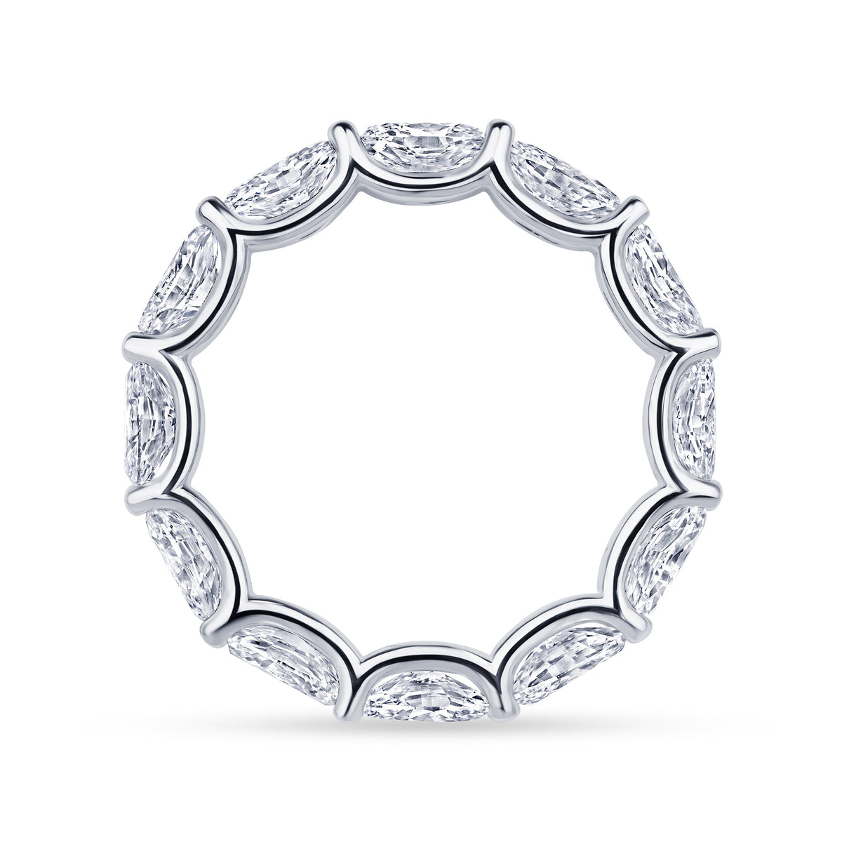 Oval east-west eternity band shown at an angle