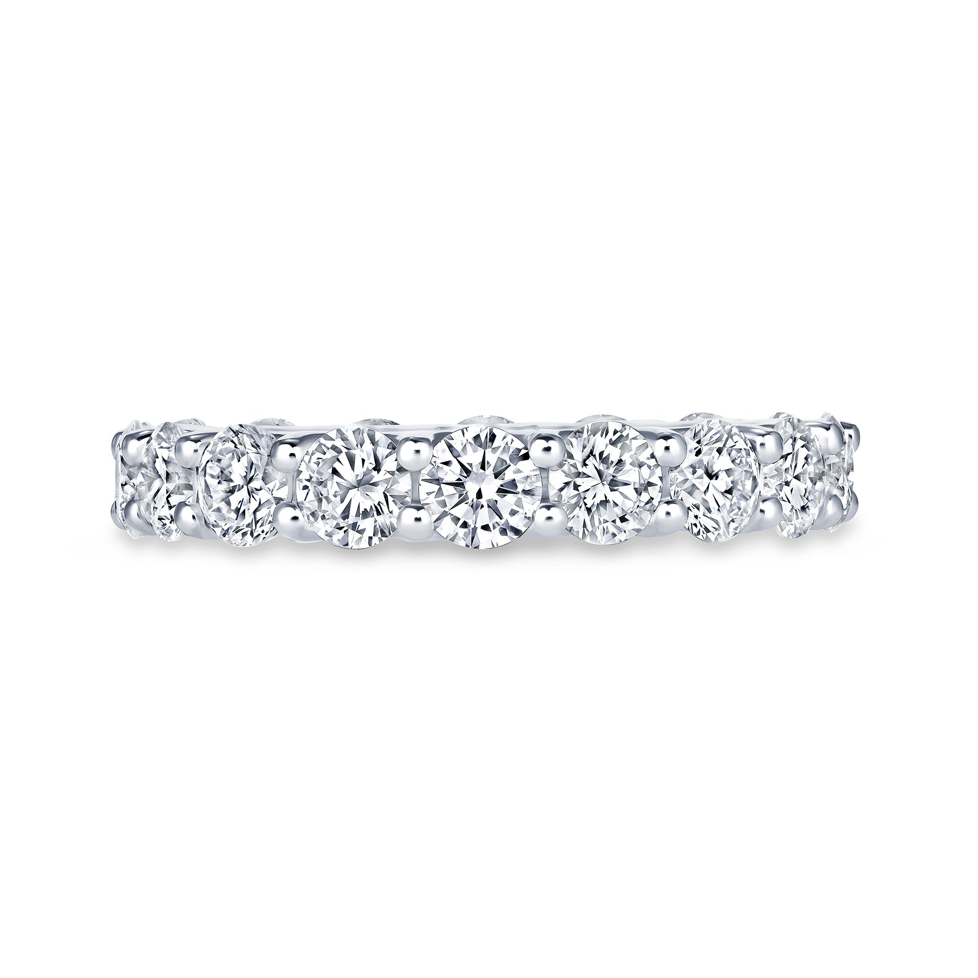 3.00 carat round lab grown diamond eternity band in 14K white gold